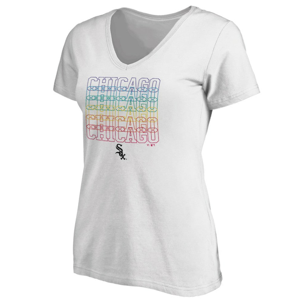 Chicago White Sox Women's City Pride V-Neck T-Shirt - White - MLB on Sale