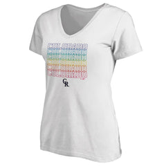 Colorado Rockies Women's City Pride V-Neck T-Shirt - White - MLB Discount
