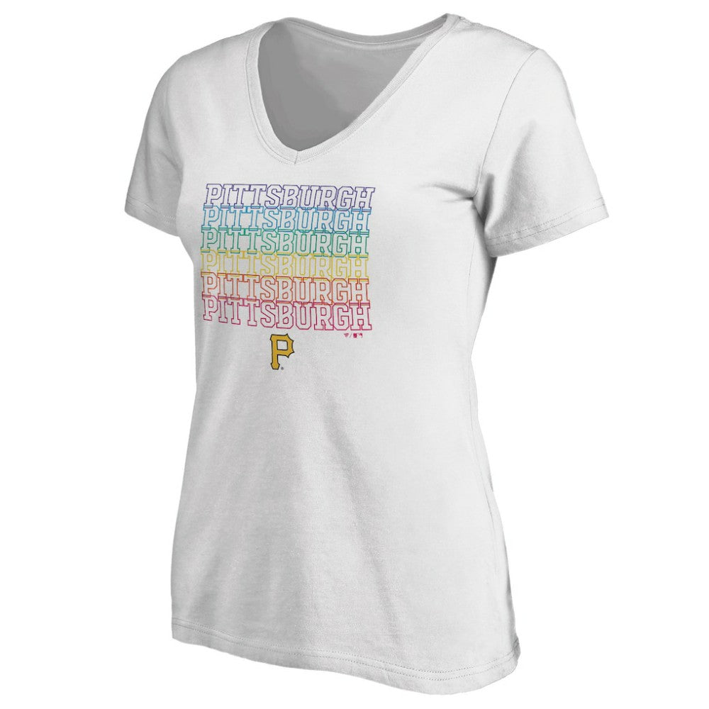 Pittsburgh Pirates Women's City Pride V-Neck T-Shirt - White - MLB on Sale