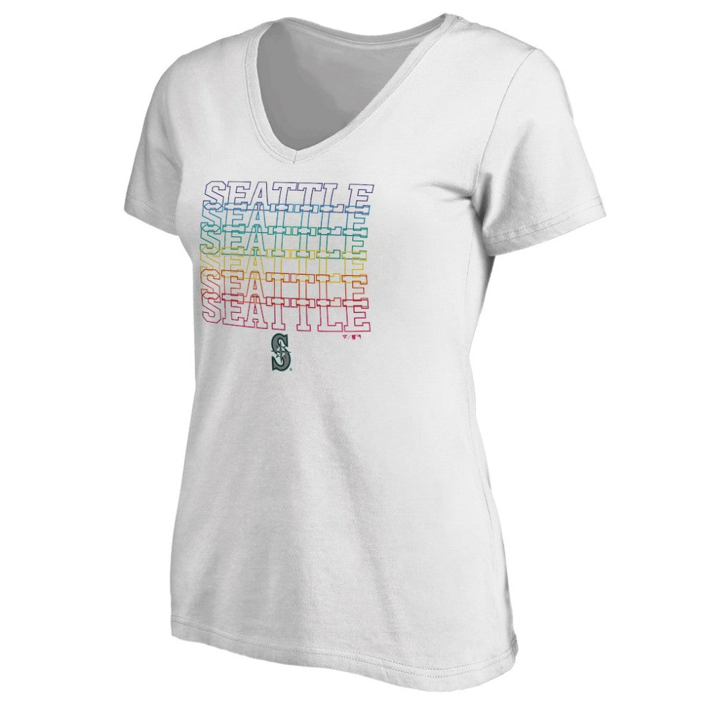 Seattle Mariners Women's City Pride V-Neck T-Shirt - White - MLB on Sale