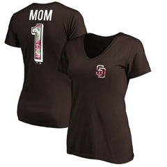 San Diego Padres Women's Mother's Day V-Neck T-Shirt - Brown - MLB Sale