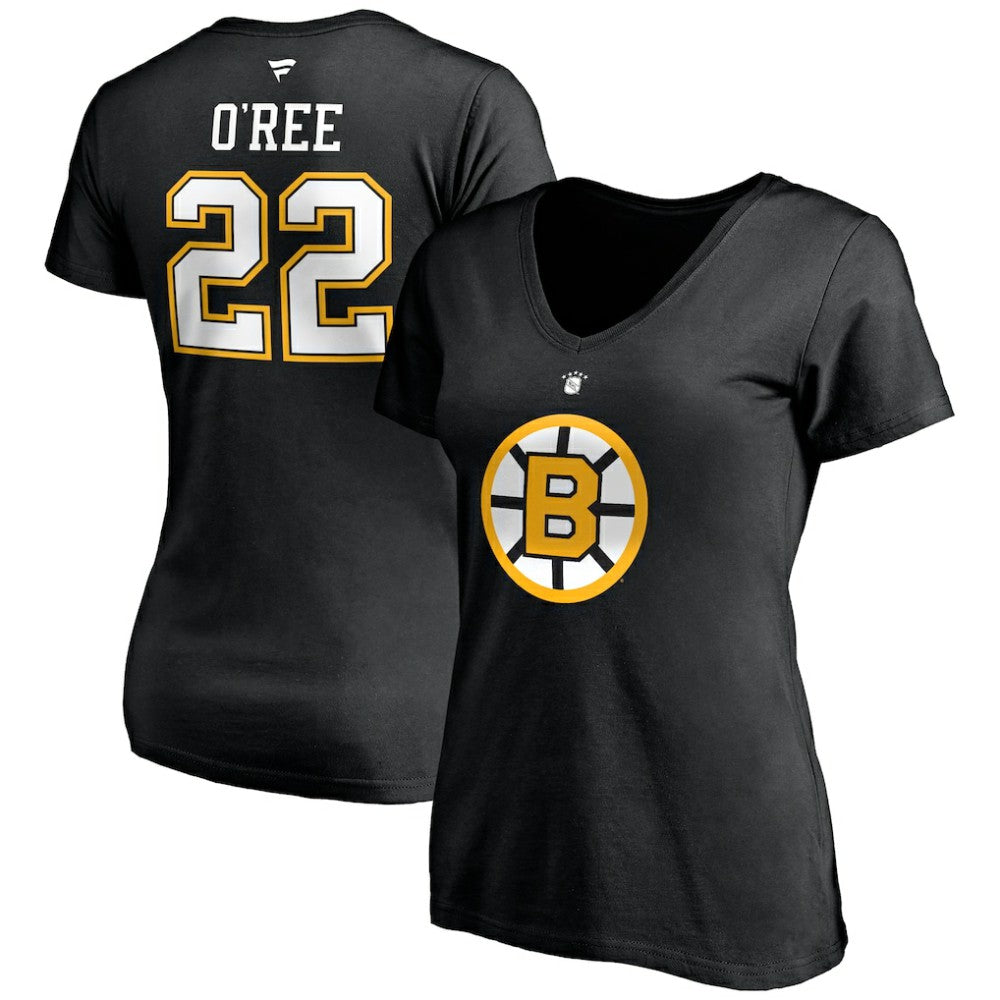 Willie O'Ree Boston Bruins Fanatics Women's Authentic Stack Retired Player Name & Number V-Neck T-Shirt - Black - NHL 4217237
