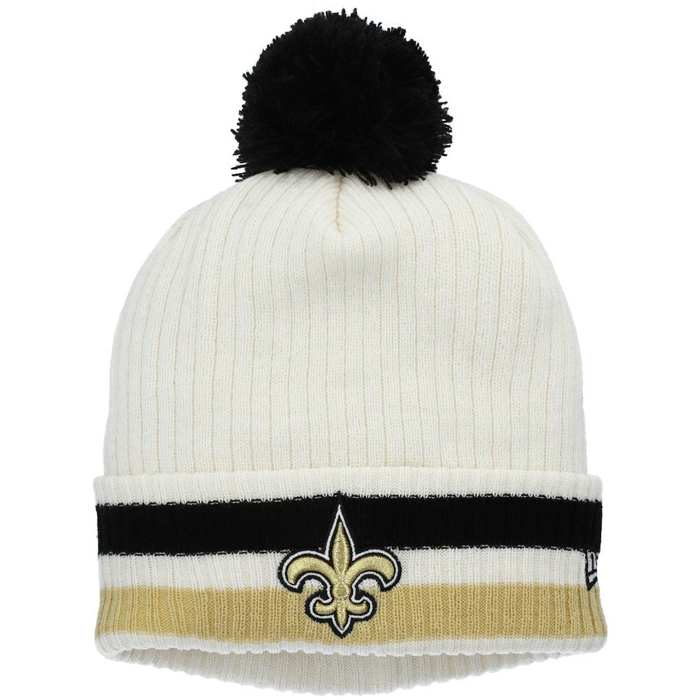 New Orleans Saints New Era Youth Retro Cuffed Knit Hat with Pom White