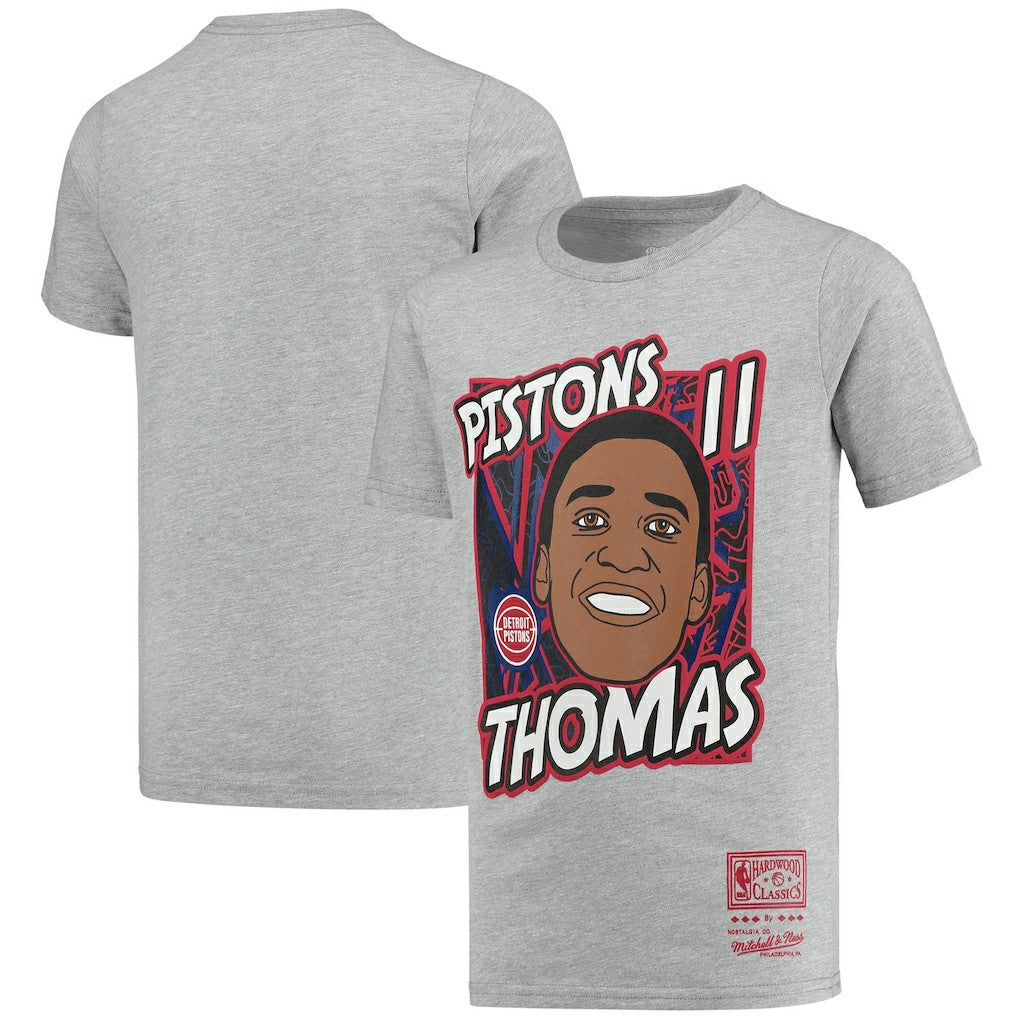 Isiah Thomas Detroit Pistons Youth Hardwood Classics King of the Court Player T-Shirt for sale Gray | Mitchell & Ness online