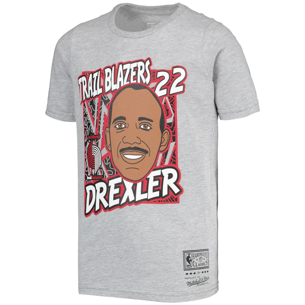 Clyde Drexler Portland Trail Blazers Youth Hardwood Classics King of the Court Player T-Shirt Gray | Mitchell & Ness outlet