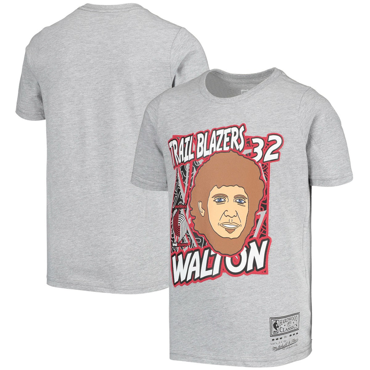 Bill Walton Portland Trail Blazers Youth Hardwood Classics King of the Court Player T-Shirt Gray | Mitchell & Ness Lifestyle