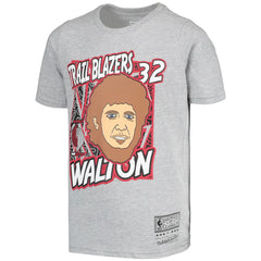 Bill Walton Portland Trail Blazers Youth Hardwood Classics King of the Court Player T-Shirt Gray | Mitchell & Ness Lifestyle