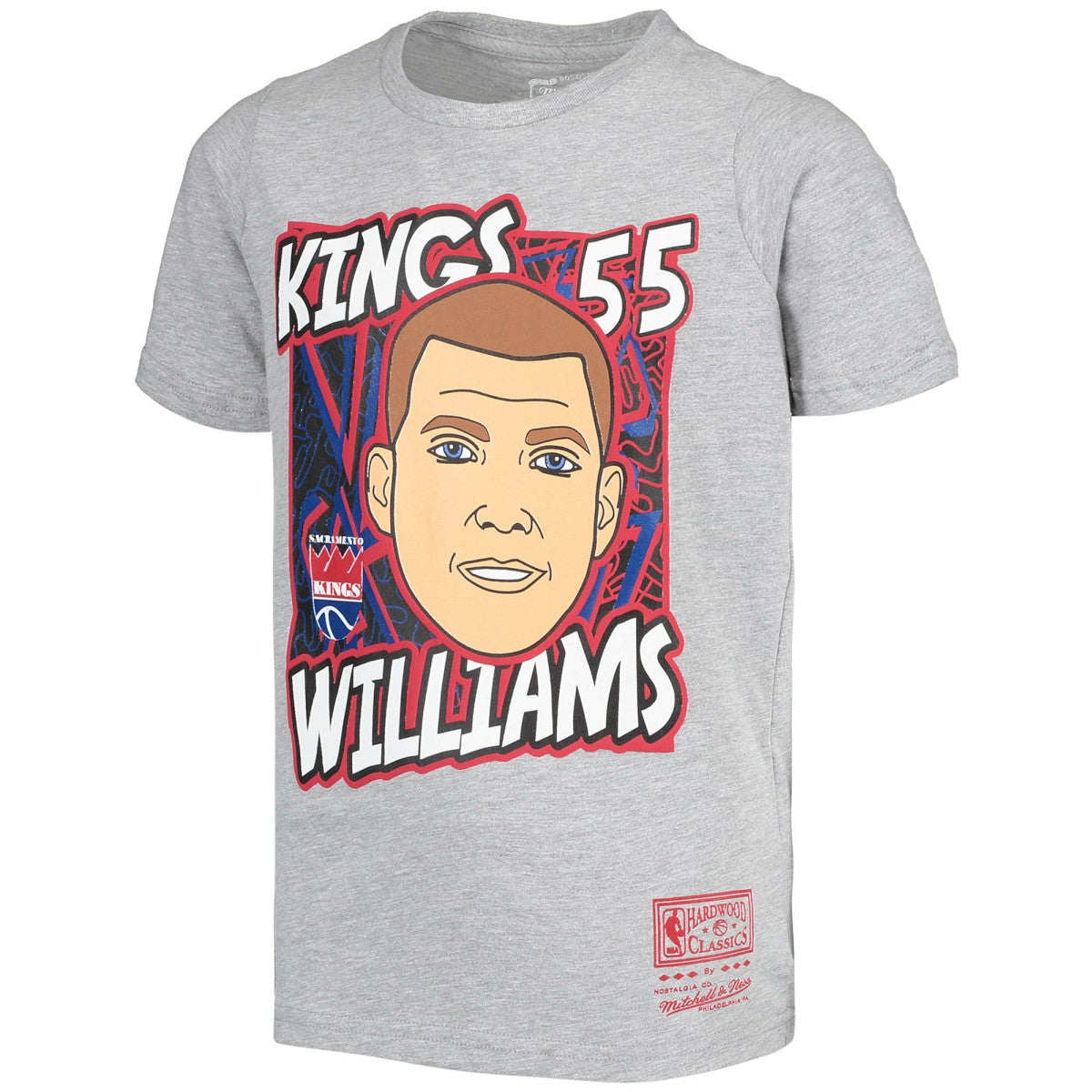 Jason Williams Sacramento Kings Youth Hardwood Classics King of the Court Player T-Shirt Gray | Mitchell & Ness US