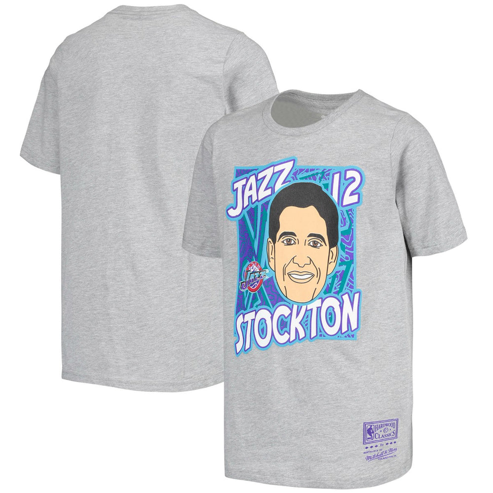 John Stockton Utah Jazz Youth Hardwood Classics King of the Court Player T-Shirt Gray | Mitchell & Ness Near Me