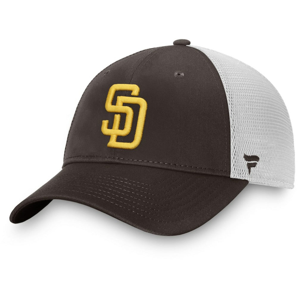 San Diego Padres Fanatics Team Core Unstructured Trucker Adjustable Hat - Brown/White - Fanatics Lifestyle