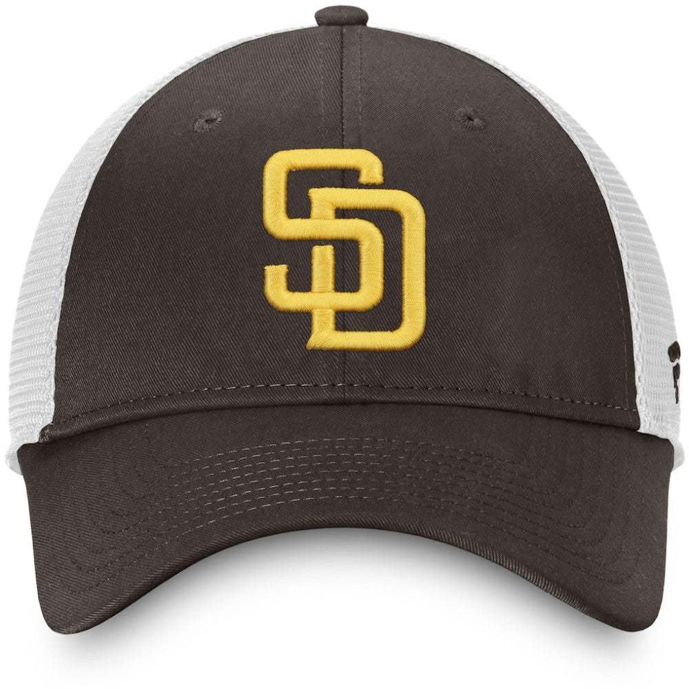 San Diego Padres Fanatics Team Core Unstructured Trucker Adjustable Hat - Brown/White - Fanatics Lifestyle