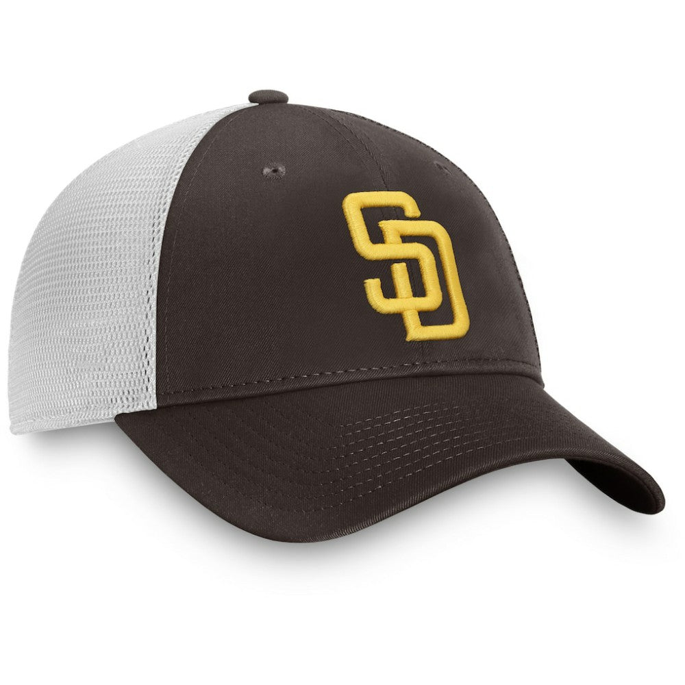 San Diego Padres Fanatics Team Core Unstructured Trucker Adjustable Hat - Brown/White - Fanatics Lifestyle