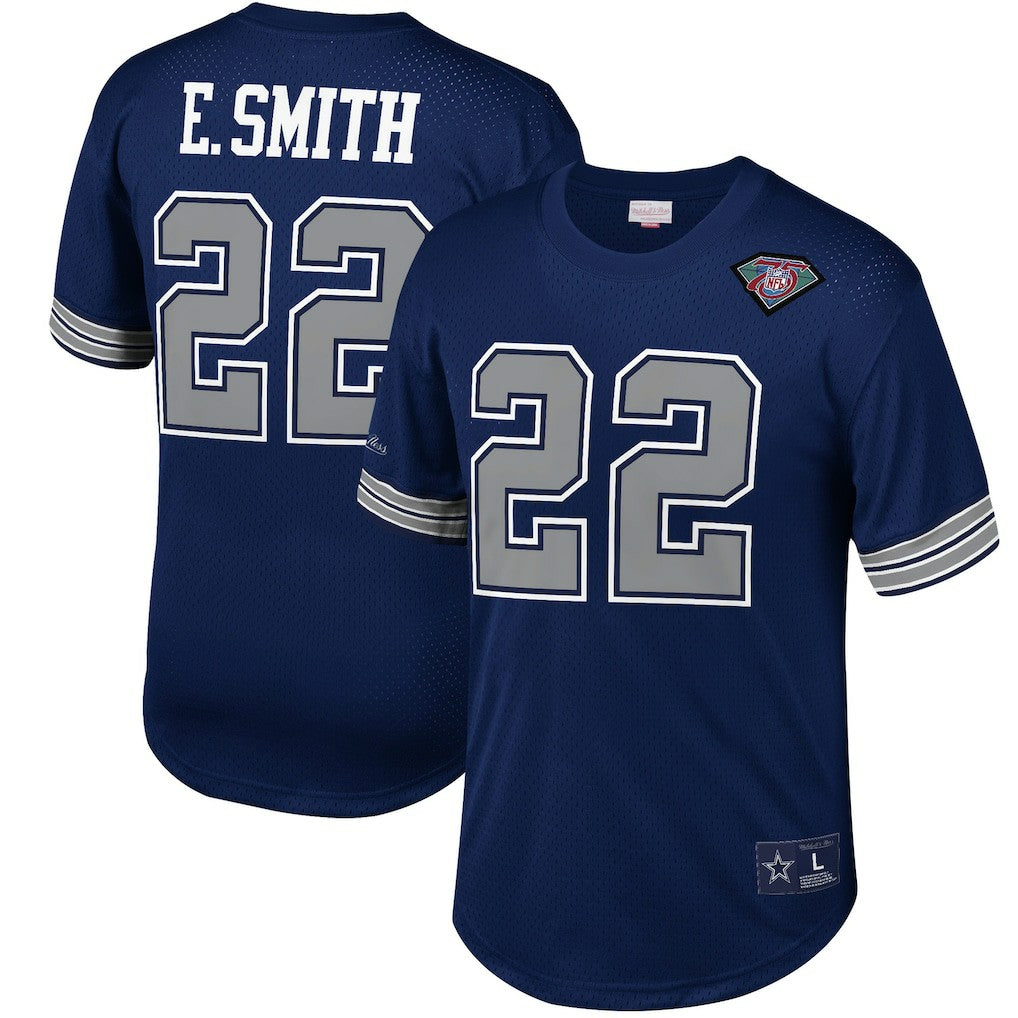Mitchell & Ness Emmitt Smith Dallas Cowboys Retired Player Name & Number Mesh Top Navy