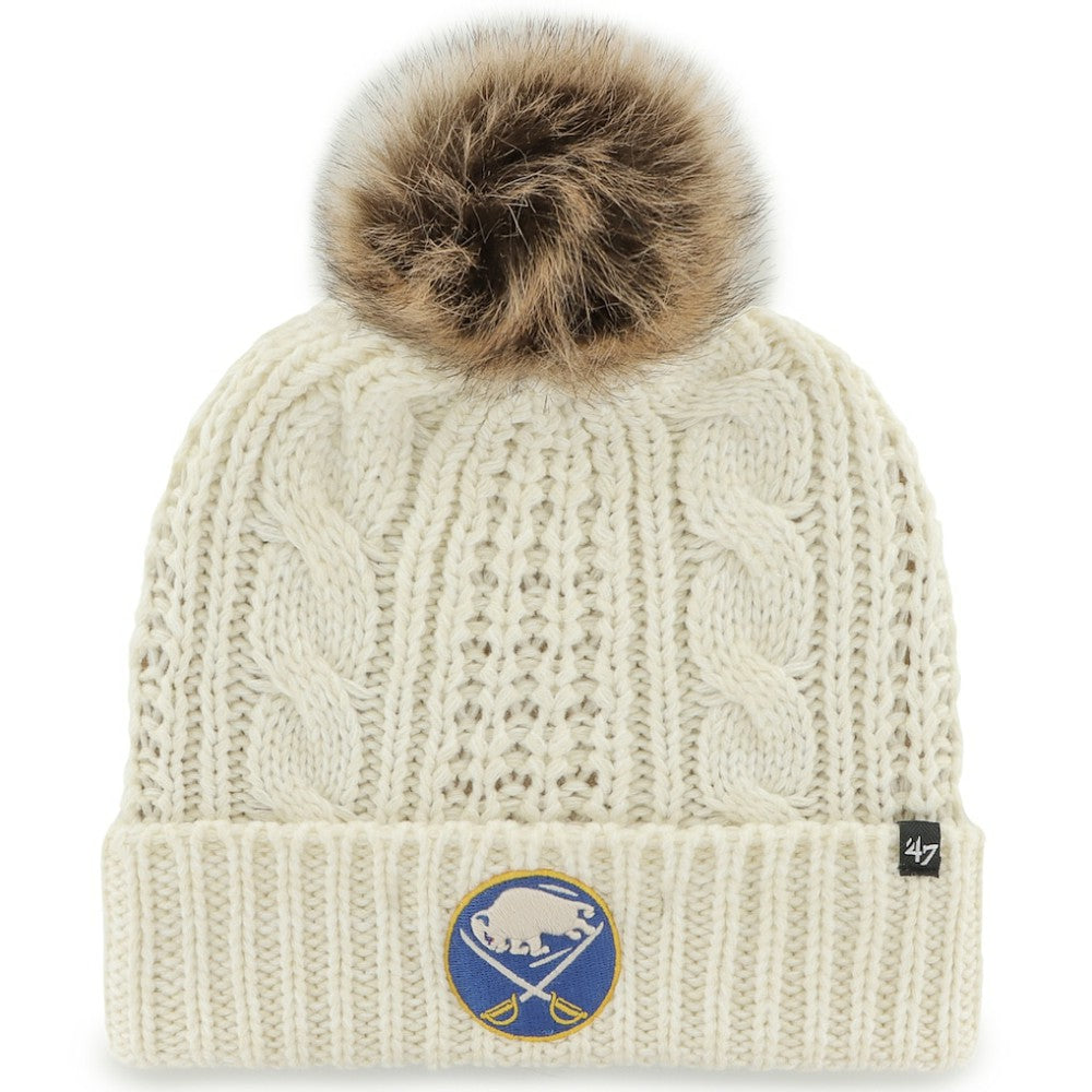 Buffalo Sabres '47 Women's Meeko Cuffed Knit Hat with Pom - White - NHL 4237047