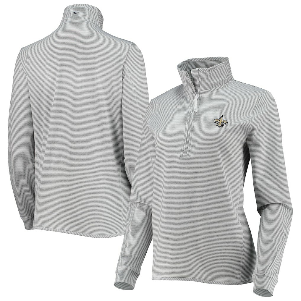 New Orleans Saints Vineyard Vines Women's Sankaty Shep Half-Zip Pullover Top Heather Gray