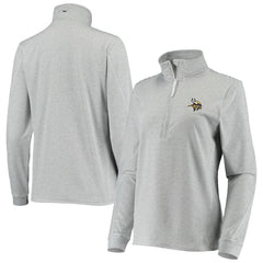 Minnesota Vikings Vineyard Vines Women's Sankaty Shep Half-Zip Pullover Top Heather Gray