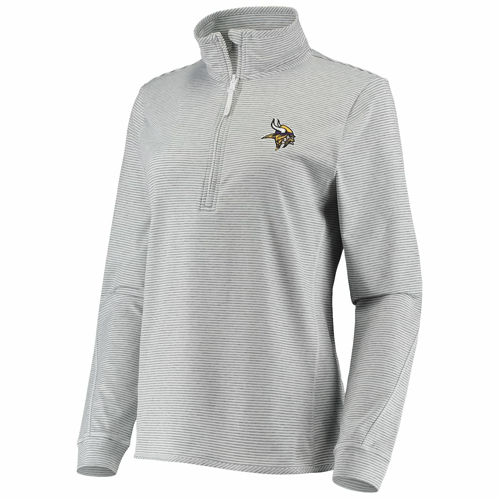 Minnesota Vikings Vineyard Vines Women's Sankaty Shep Half-Zip Pullover Top Heather Gray