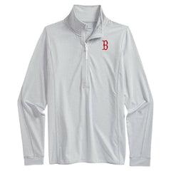 Boston Red Sox Vineyard Vines Women's Stripe Sankaty Half-Zip Pullover Top - Heather Gray - MLB on Sale
