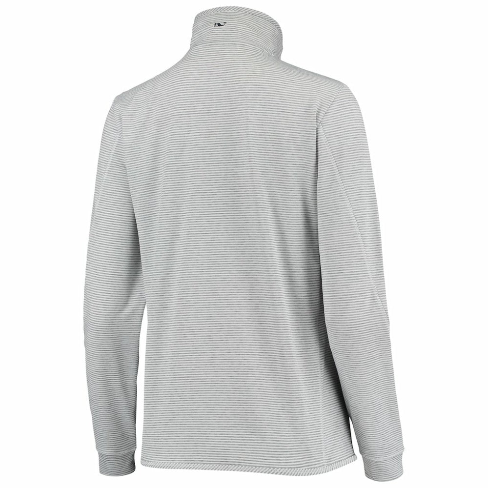 New York Yankees Vineyard Vines Women's Stripe Sankaty Half-Zip Pullover Top - Heather Gray - MLB Sale