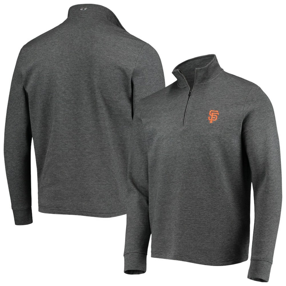 San Francisco Giants Vineyard Vines Saltwater Quarter-Zip Jacket - Charcoal - MLB Lifestyle