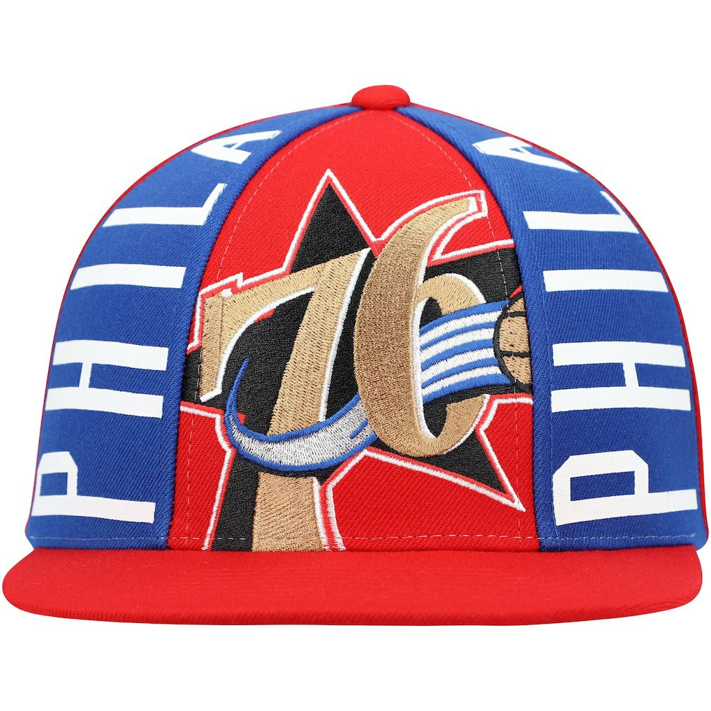 Philadelphia 76ers Hardwood Classics Big Face Callout Snapback Hat Red | Mitchell & Ness for sale