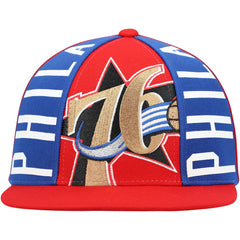 Philadelphia 76ers Hardwood Classics Big Face Callout Snapback Hat Red | Mitchell & Ness for sale