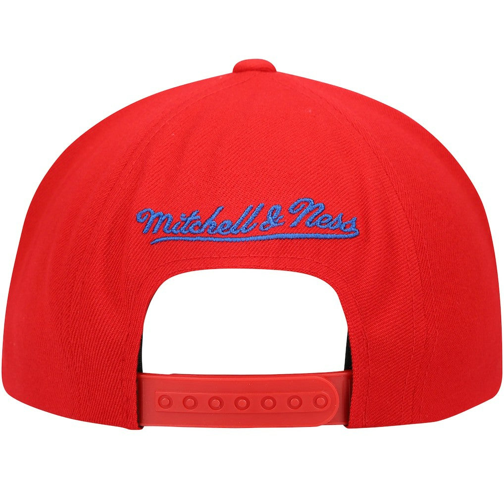 Philadelphia 76ers Hardwood Classics Big Face Callout Snapback Hat Red | Mitchell & Ness for sale