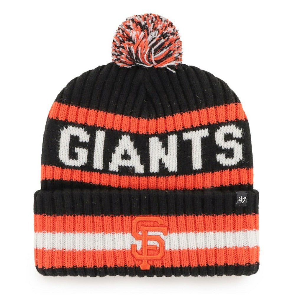 San Francisco Giants '47 Bering Cuffed Knit Hat with Pom - Black - 47 brand Lifestyle