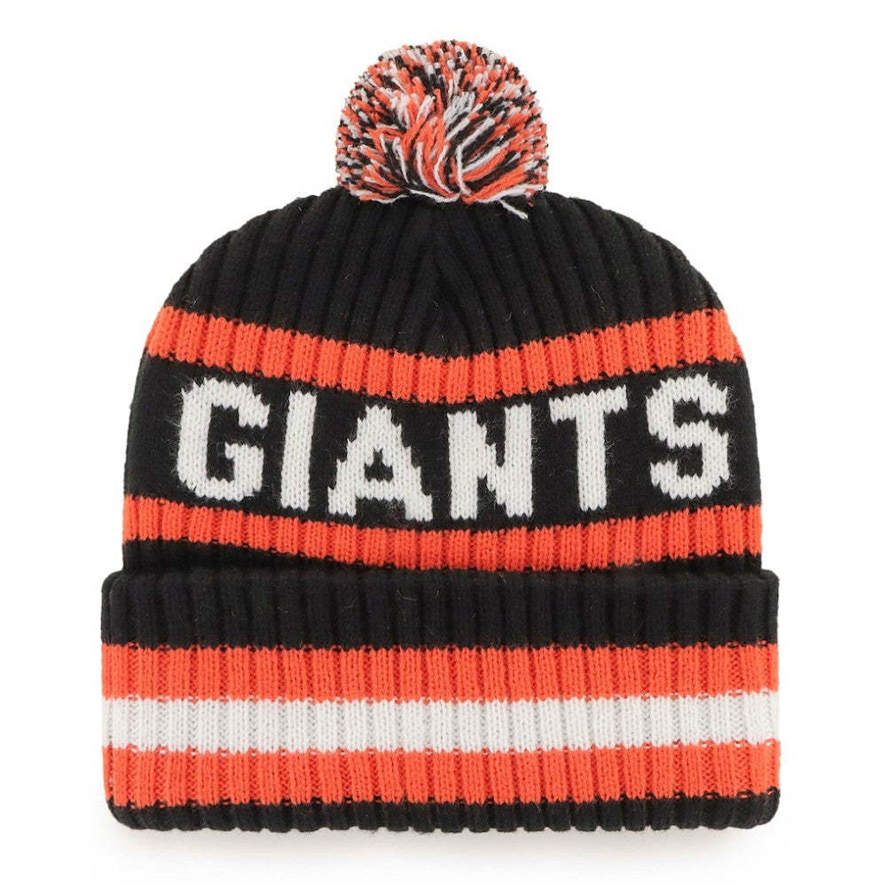 San Francisco Giants '47 Bering Cuffed Knit Hat with Pom - Black - 47 brand Lifestyle