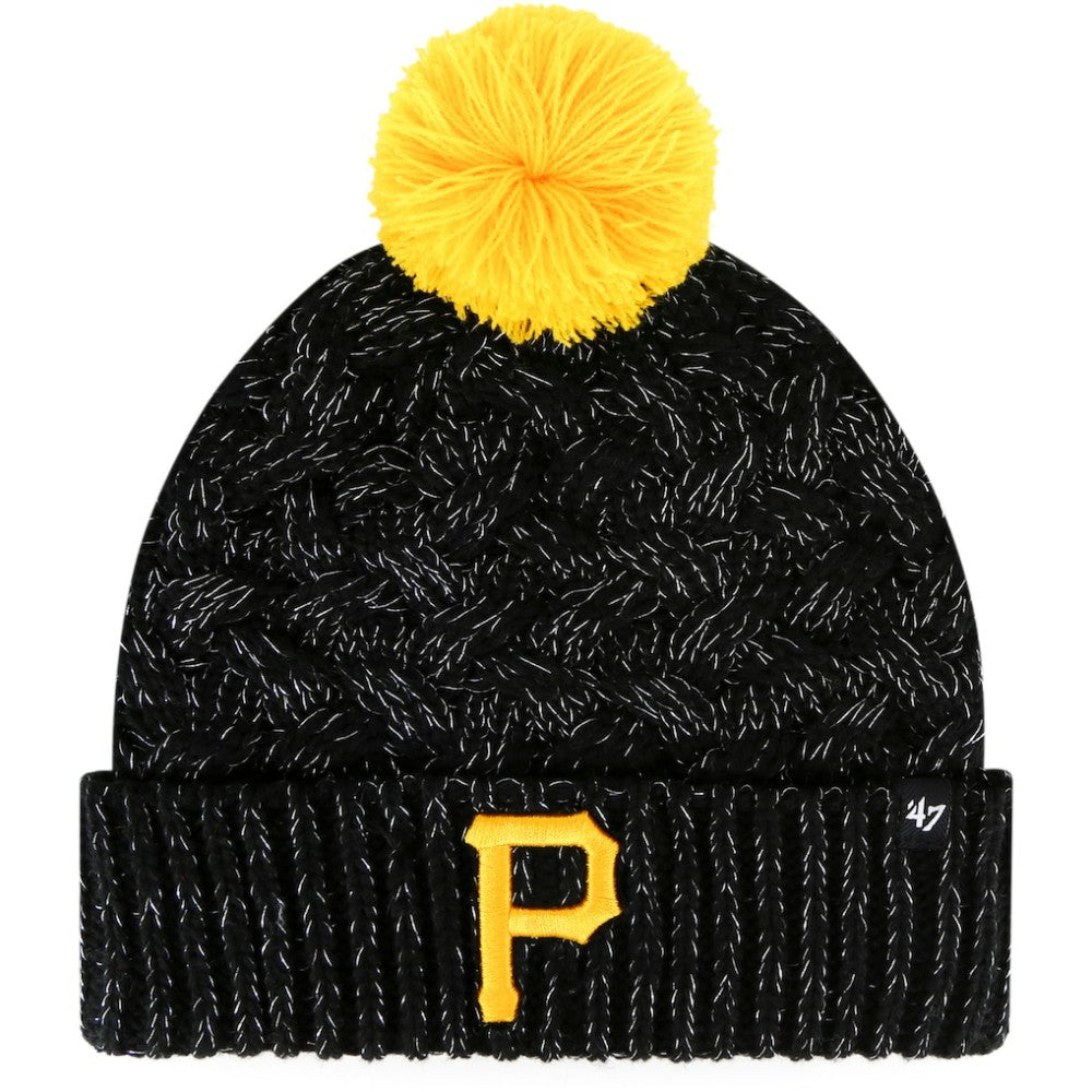 Pittsburgh Pirates '47 Women's Knit Cuffed Hat with Pom - Black - 47 brand on Sale