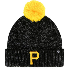 Pittsburgh Pirates '47 Women's Knit Cuffed Hat with Pom - Black - 47 brand on Sale