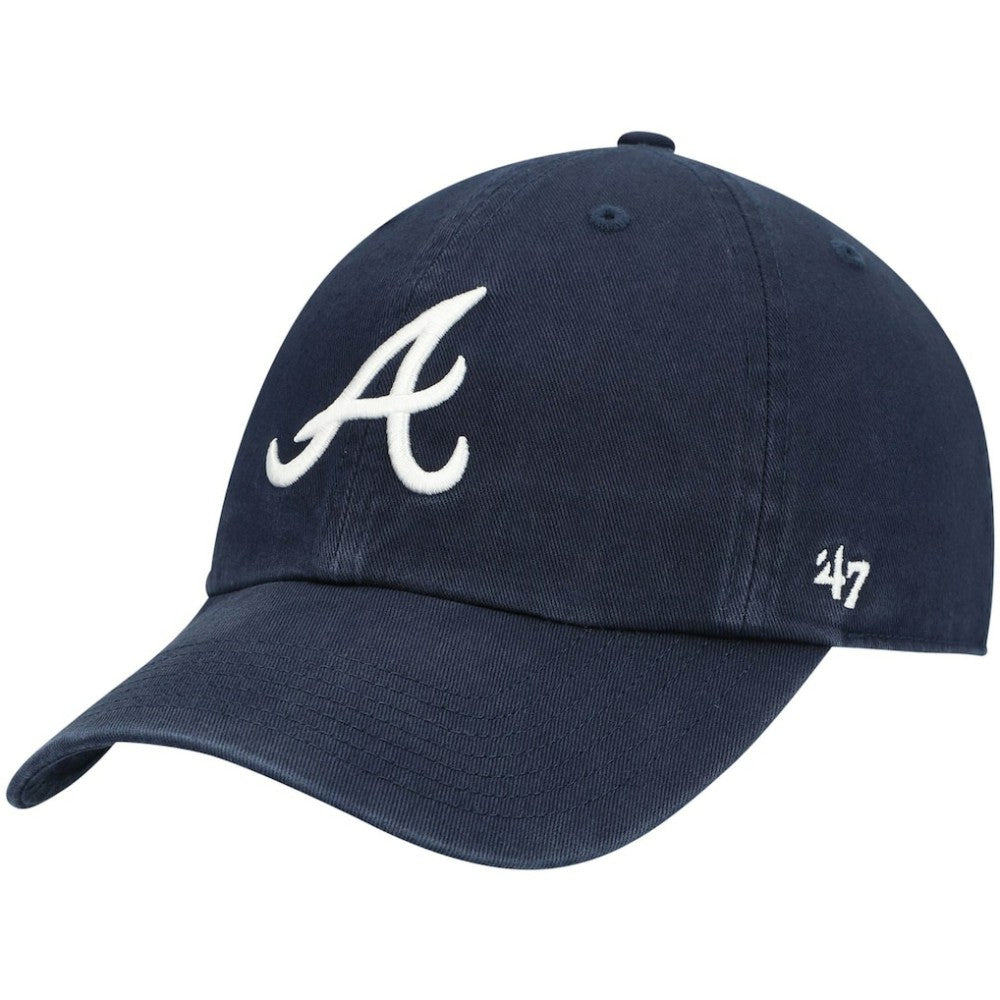 Atlanta Braves '47 Youth Team Logo Clean Up Adjustable Hat - Navy - 47 brand Discount