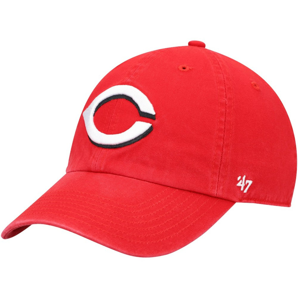 Cincinnati Reds '47 Youth Team Logo Clean Up Adjustable Hat - Red - 47 brand Lifestyle