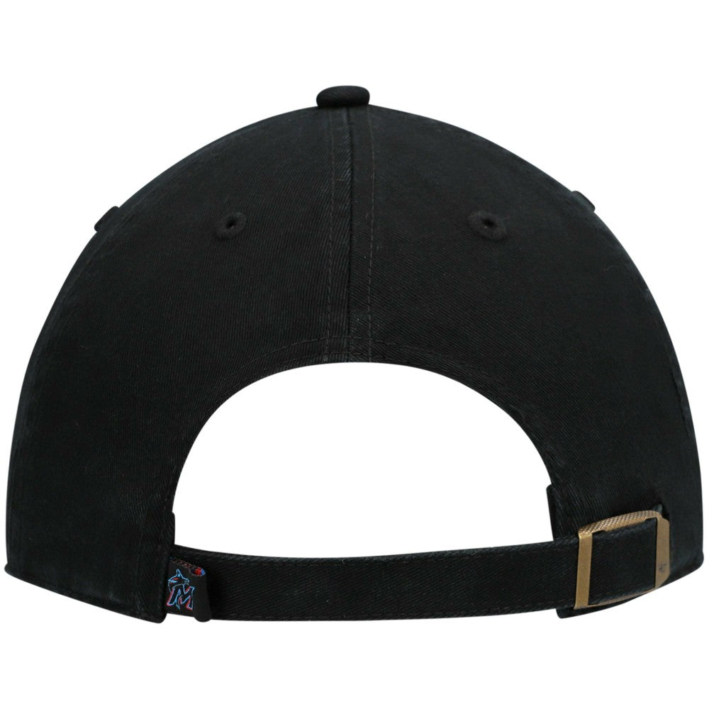 Miami Marlins '47 Youth Team Logo Clean Up Adjustable Hat - Black - 47 brand Lifestyle