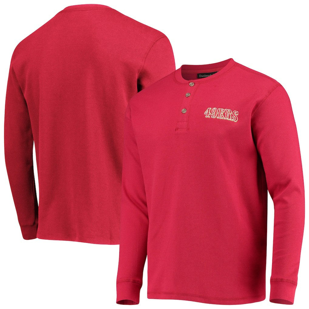 San Francisco 49ers Dunbrooke Logo Maverick Thermal Henley Long Sleeve T-Shirt Scarlet