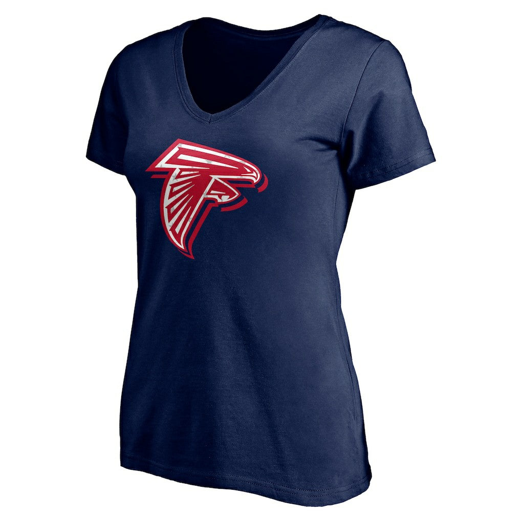 Atlanta Falcons Women's Red White and Team V-Neck T-Shirt Navy