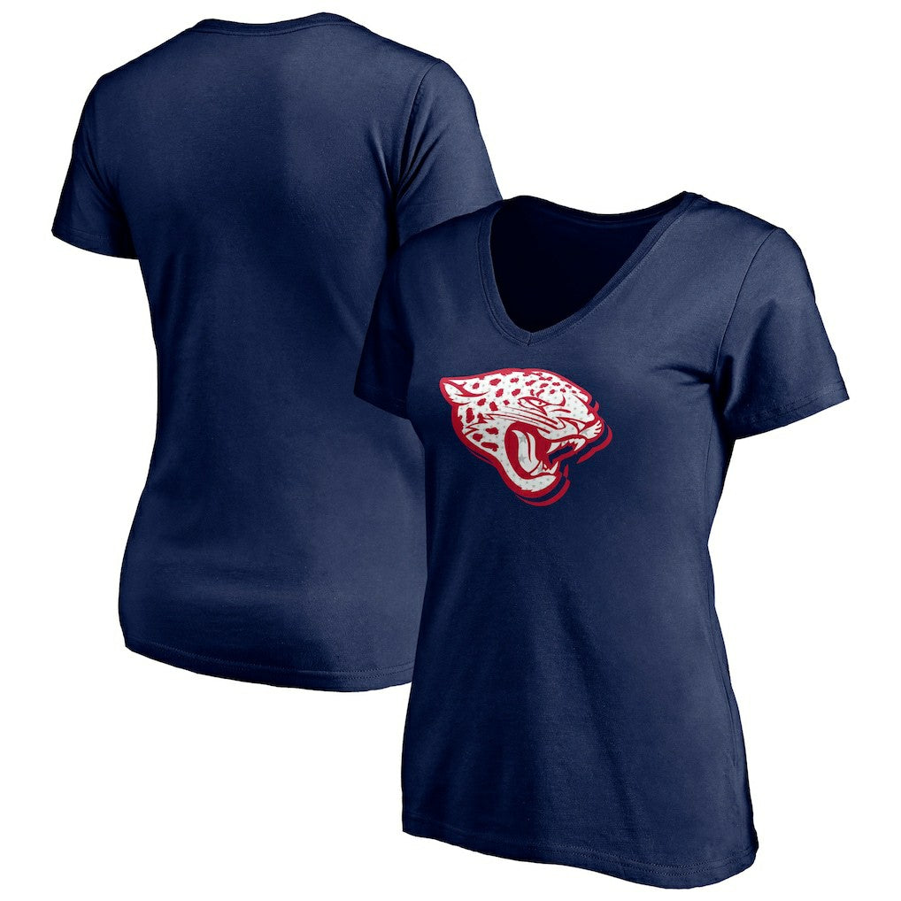 Jacksonville Jaguars Women's Red White and Team V-Neck T-Shirt Navy