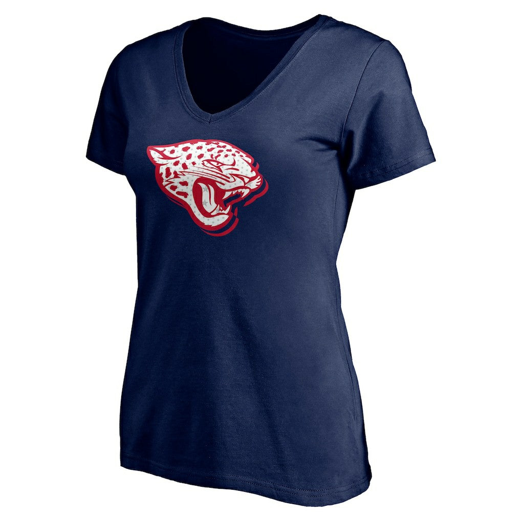 Jacksonville Jaguars Women's Red White and Team V-Neck T-Shirt Navy