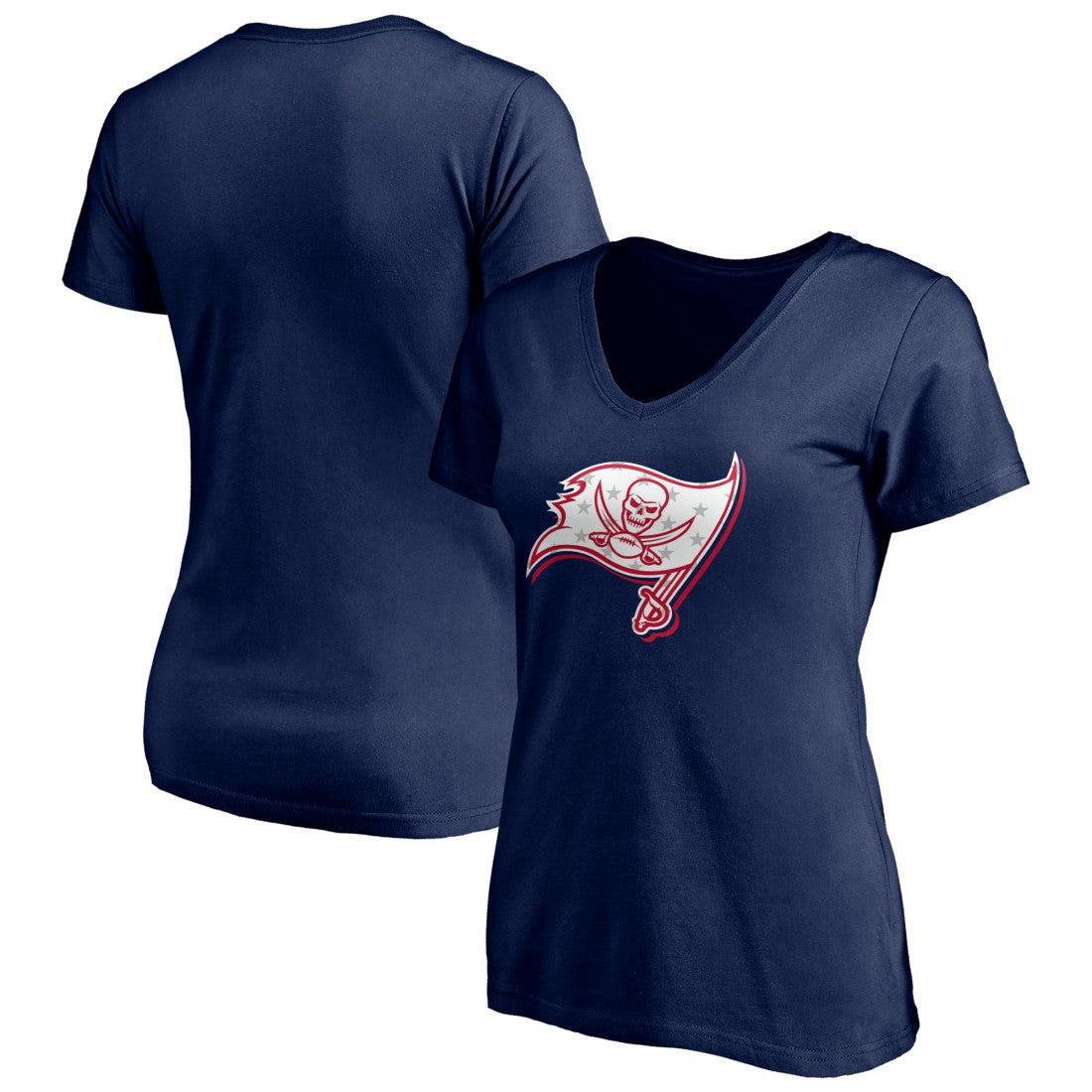 Tampa Bay Buccaneers Women's Red White and Team V-Neck T-Shirt Navy