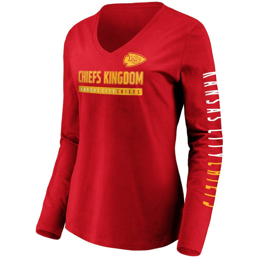 Fanatics Kansas City Chiefs Women's Slogan V-Neck Long Sleeve T-Shirt Red