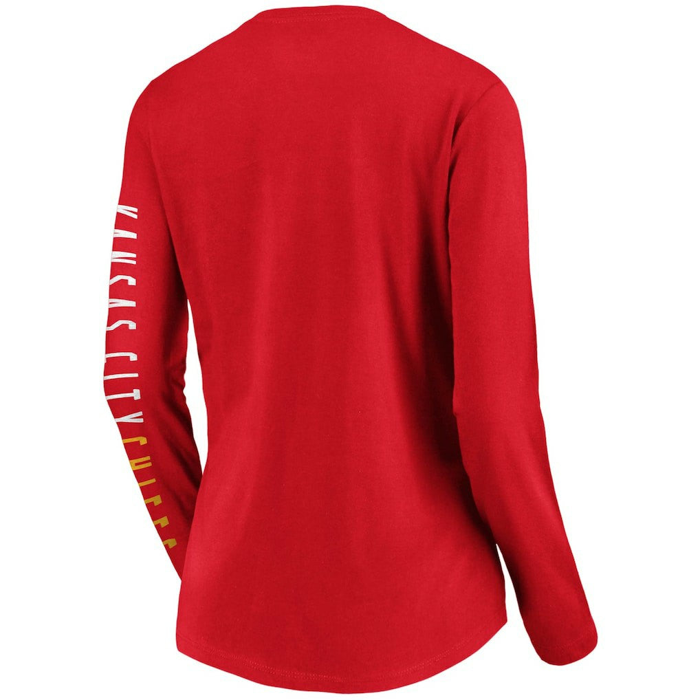 Fanatics Kansas City Chiefs Women's Slogan V-Neck Long Sleeve T-Shirt Red