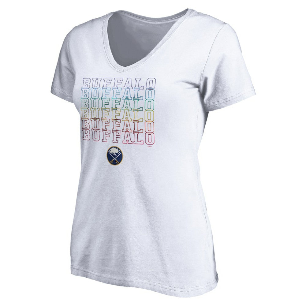 Buffalo Sabres Women's City Pride V-Neck T-Shirt - White - NHL 4257424