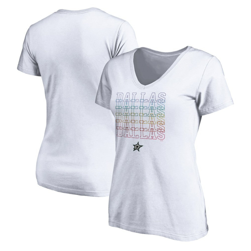 Dallas Stars Women's City Pride V-Neck T-Shirt - White - NHL 4257430