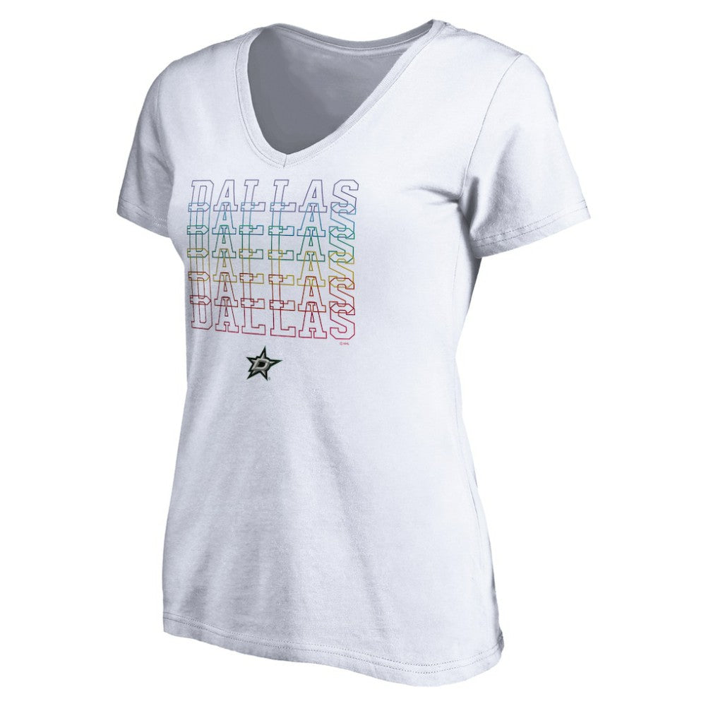 Dallas Stars Women's City Pride V-Neck T-Shirt - White - NHL 4257430