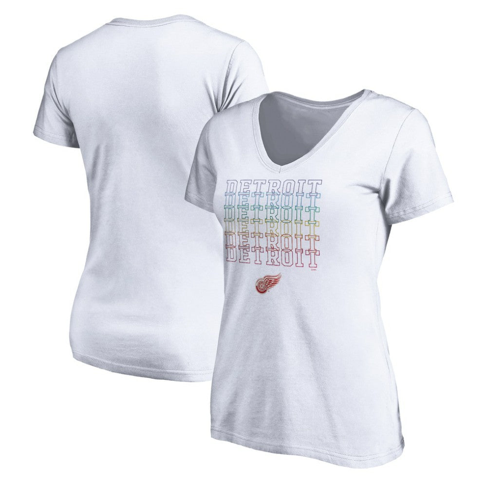 Detroit Red Wings Women's City Pride V-Neck T-Shirt - White - NHL 4257431