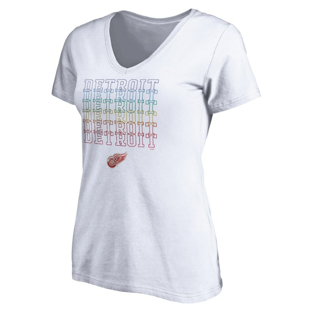 Detroit Red Wings Women's City Pride V-Neck T-Shirt - White - NHL 4257431