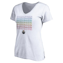Edmonton Oilers Women's City Pride V-Neck T-Shirt - White - NHL 4257432