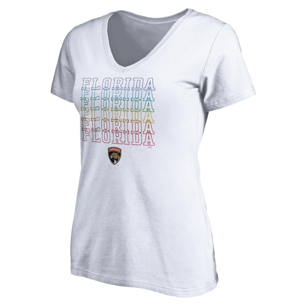 Florida Panthers Women's City Pride V-Neck T-Shirt - White - NHL 4257433