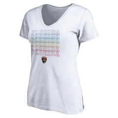 Florida Panthers Women's City Pride V-Neck T-Shirt - White - NHL 4257433