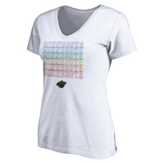 Minnesota Wild Women's City Pride V-Neck T-Shirt - White - NHL 4257435